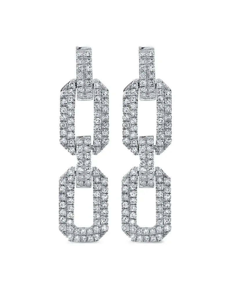 SHAY 18kt Flat Geo Link Weißgoldohrringe mit Diamanten - Silber Silber