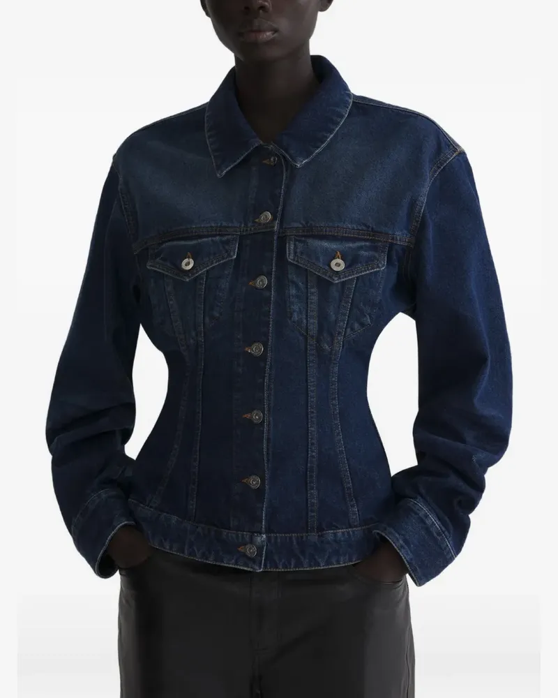 Thierry Mugler hourglass round denim jacket - Blau Blau