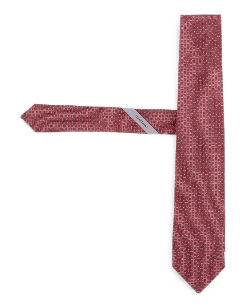 Ferragamo Seidenkrawatte mit Gancini-Muster - Rot Rot