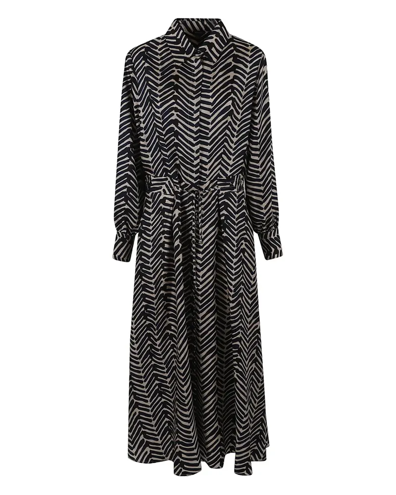 Kiton Midikleid mit Zickzackmuster - Schwarz Schwarz