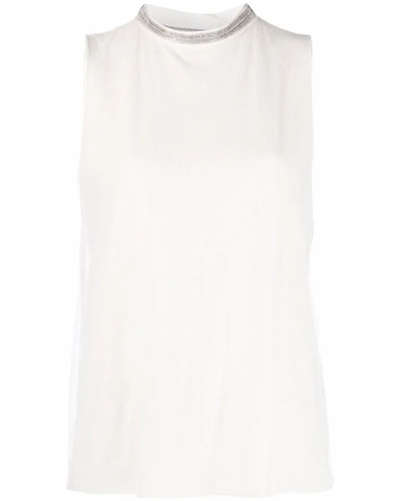 Fabiana Filippi Top mit Ketten - Weiß Weiß