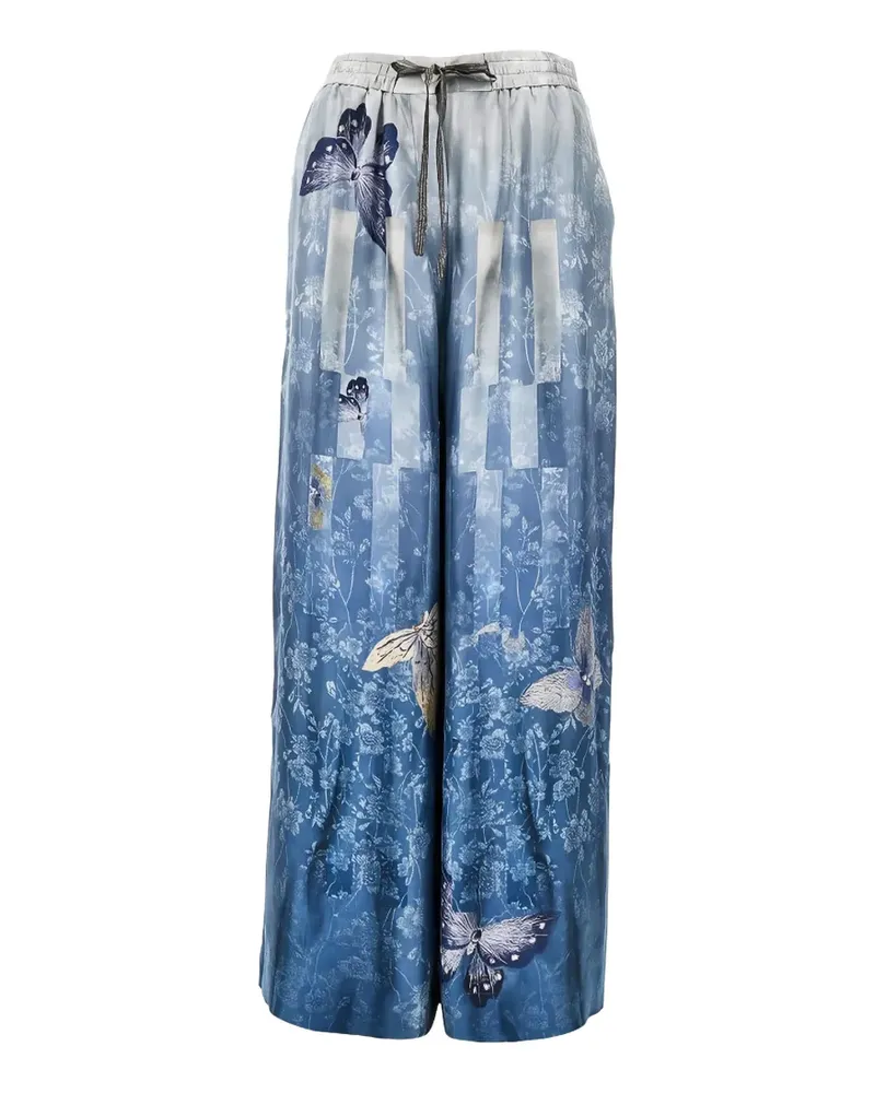Pierre-Louis Mascia butterfly-print palazzo pants - Blau Blau