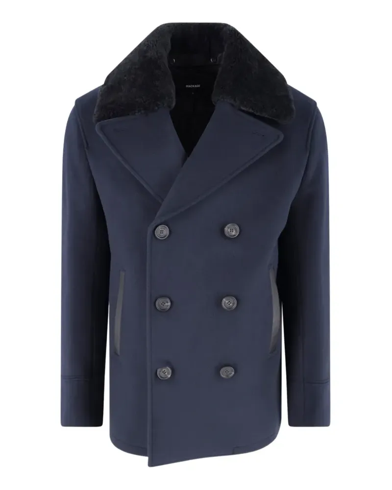 Mackage double-breasted shearling-collar coat - Blau Blau
