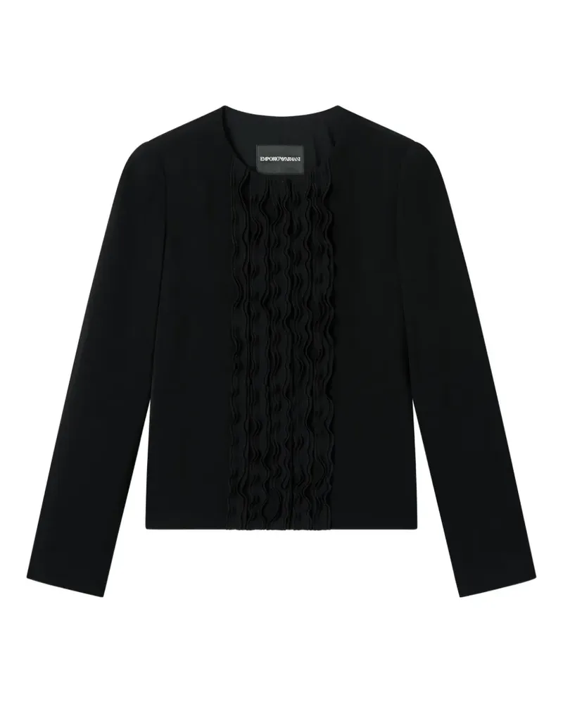 Emporio Armani Rundhals-Jacke mit Rüschenbesatz - Schwarz Schwarz