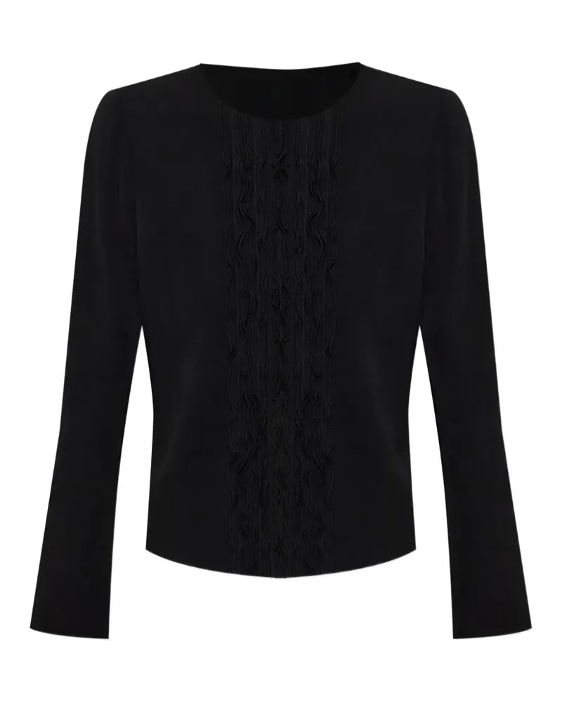 Emporio Armani ruffle-trimmed round-neck jacket - Schwarz Schwarz