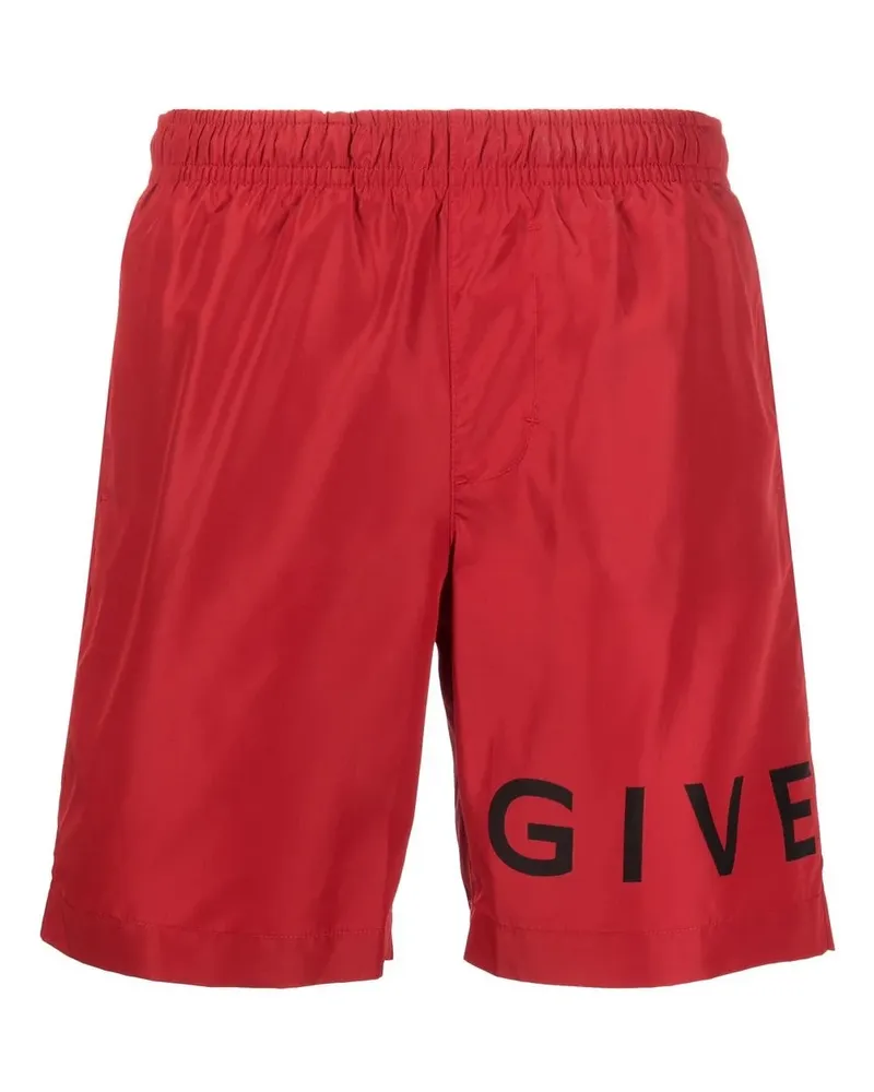 Givenchy Badeshorts mit Logo-Print - Rot Rot