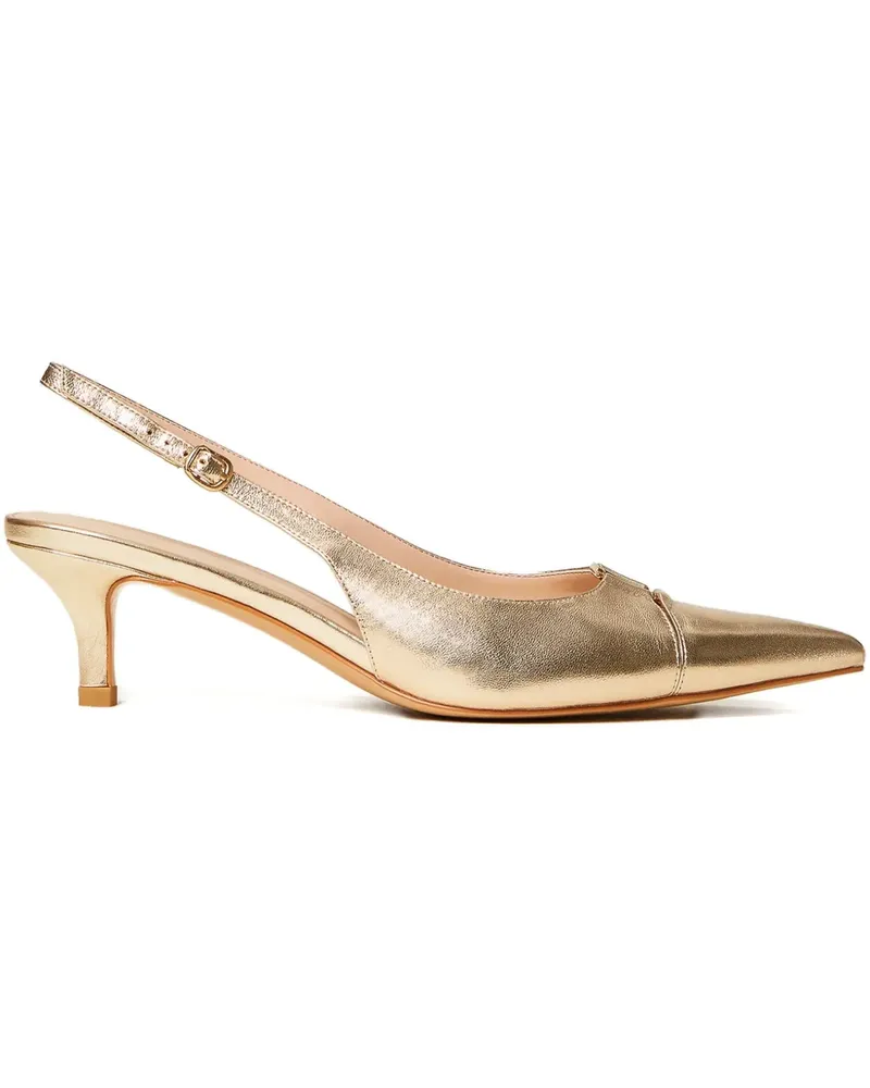 Twin-Set 50mm leather slingback pumps - Gold Gold