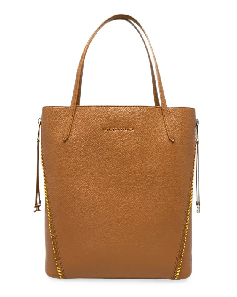 Elisabetta Franchi zip-detail pebbled tote bag - Nude Nude
