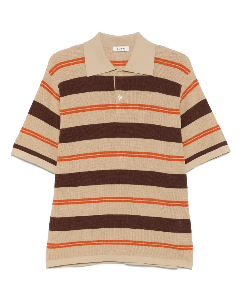 Sandro Gestreiftes Poloshirt - Nude Nude