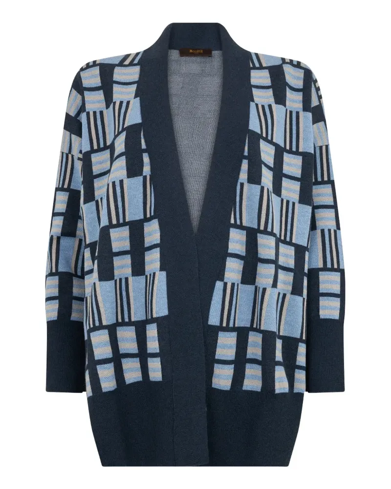 MOORER geometric-pattern cardigan - Blau Blau