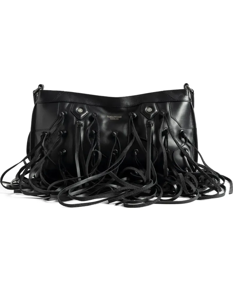 Zadig & Voltaire Clutch mit Lederfransen - Schwarz Schwarz