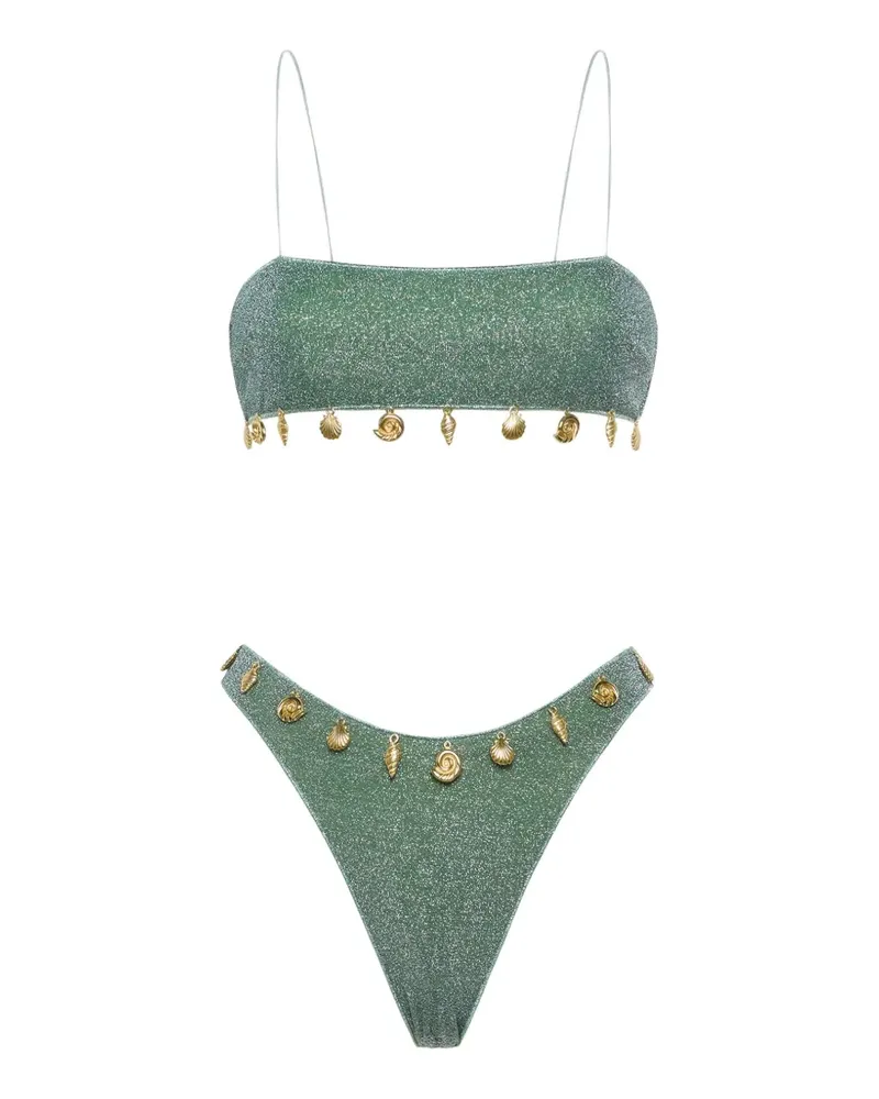 Oséree Lumiere Bandeau-Bikini mit Anhänger - Grün Grün