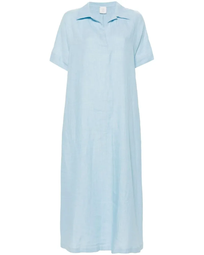 Eleventy Maxikleid aus Leinen - Blau Blau