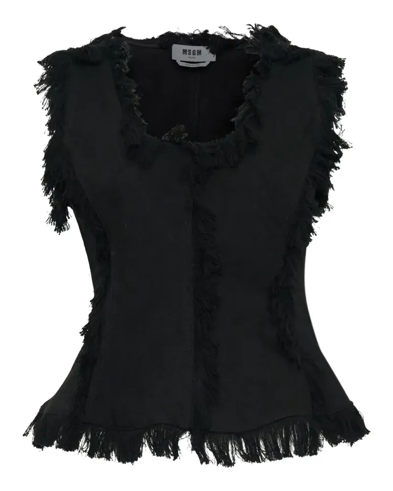 MSGM fringe-trim sleeveless top - Schwarz Schwarz