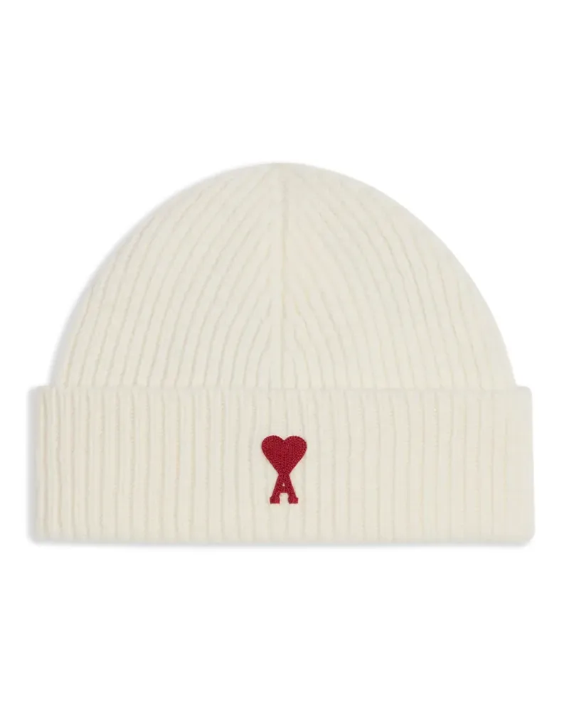AMI Paris Beanie mit Logo-Stickerei - Weiß Weiß
