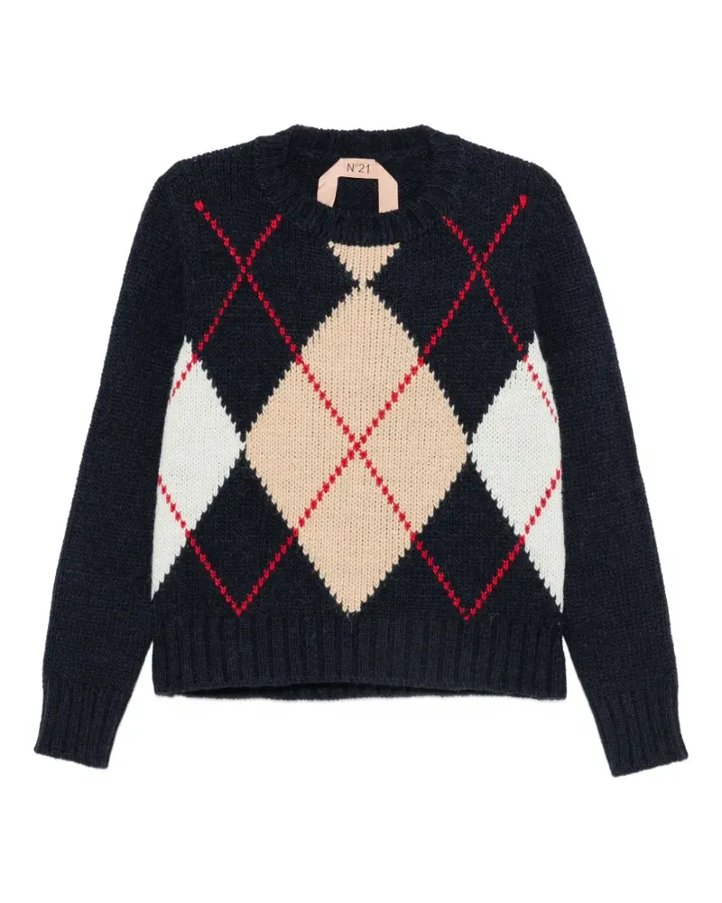 N° 21 Pullover mit Argyle-Muster - Blau Blau