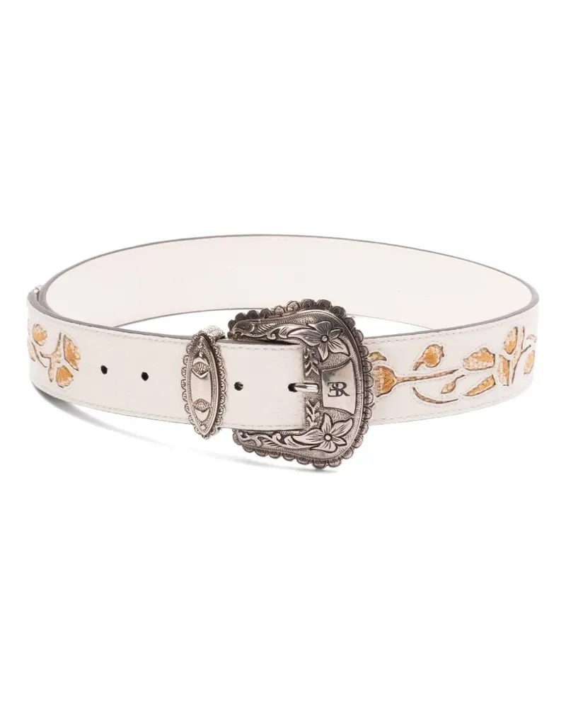 Ermanno Scervino Gürtel mit Blumengravur - Weiß Weiß