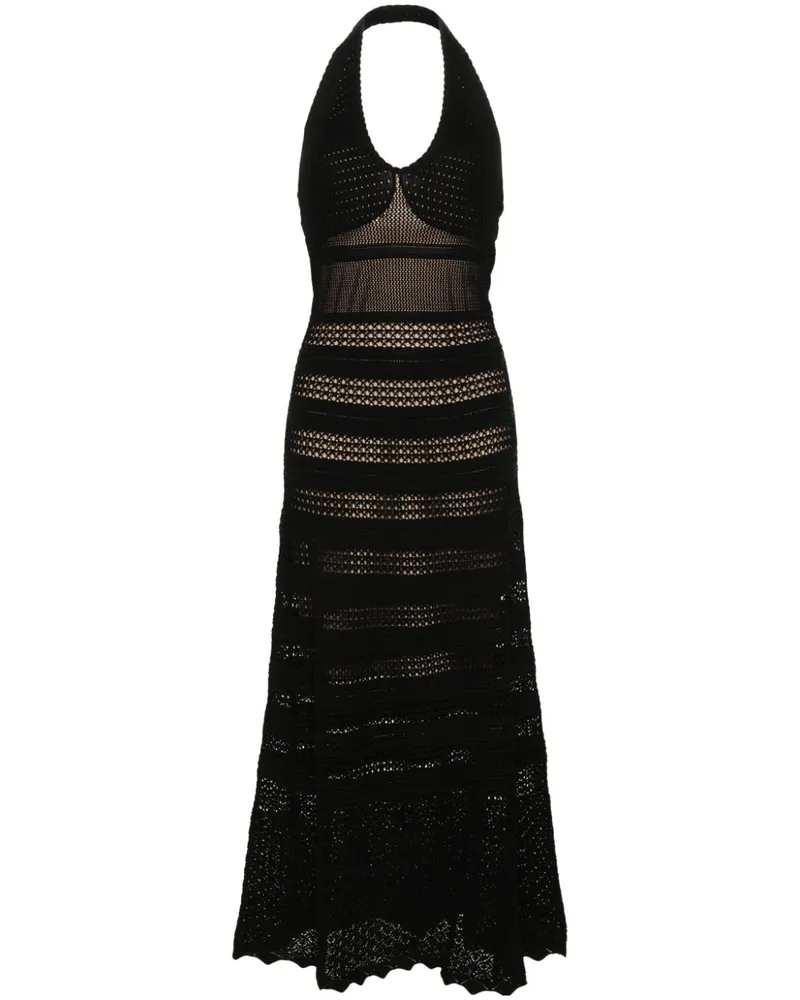 Twin-Set Maxikleid in Lochstrick - Schwarz Schwarz