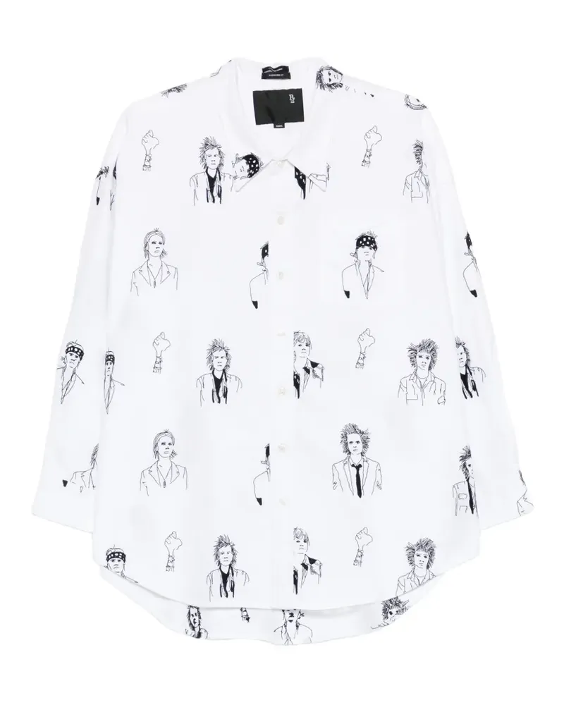 R13 portrait-print shirt - Weiß Weiß