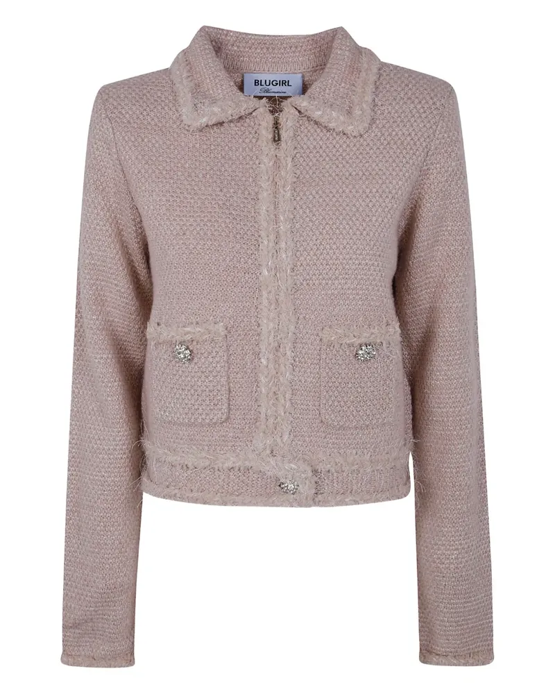 Blumarine Tweed-Cardigan mit Kristallen - Rosa Rosa