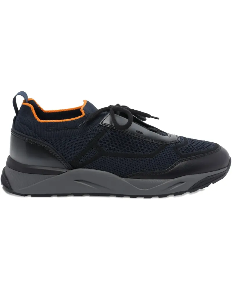 Santoni Sneakers in Strickoptik - Blau Blau