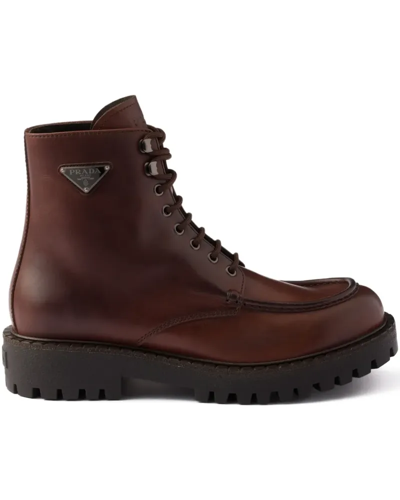 Prada Schnürstiefel mit Profilsohle - Braun Braun