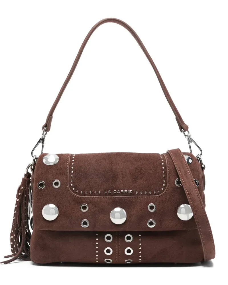 LA CARRIE Stephy studded suede shoulder bag - Braun Braun