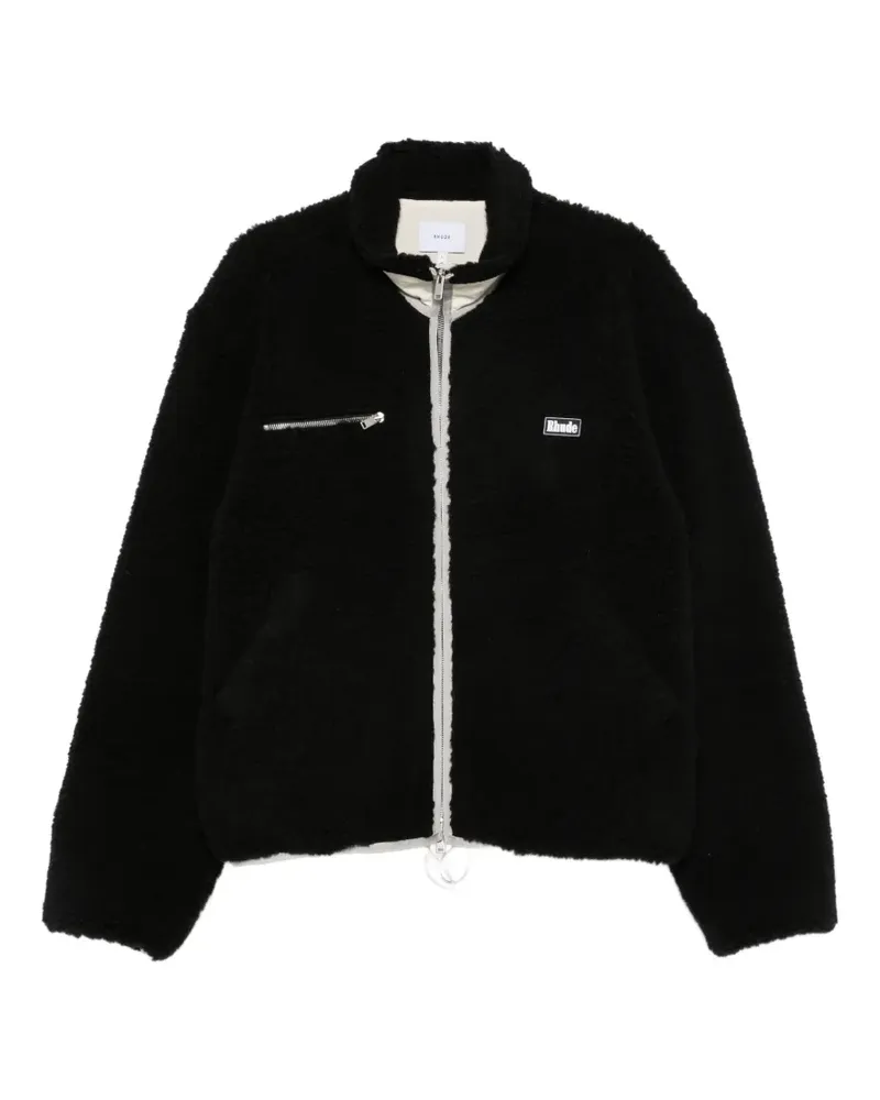 RHUDE Fleecejacke mit Logo-Patch - Schwarz Schwarz