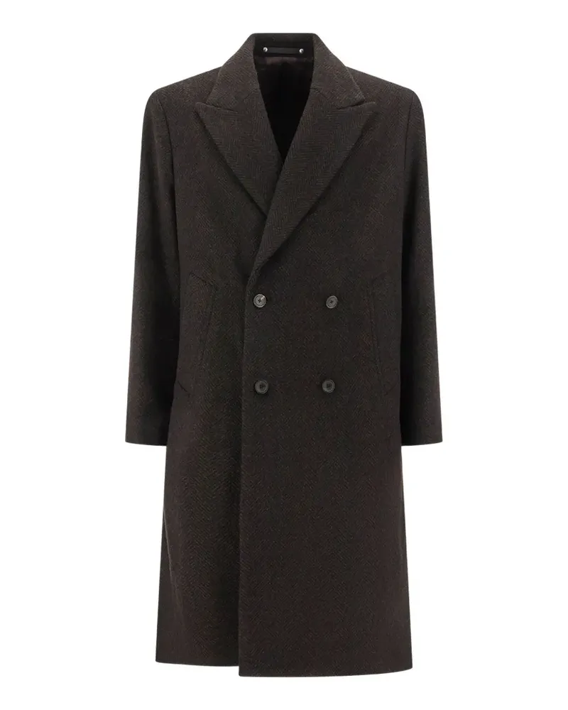 Paul Smith herringbone double-breasted coat - Braun Braun