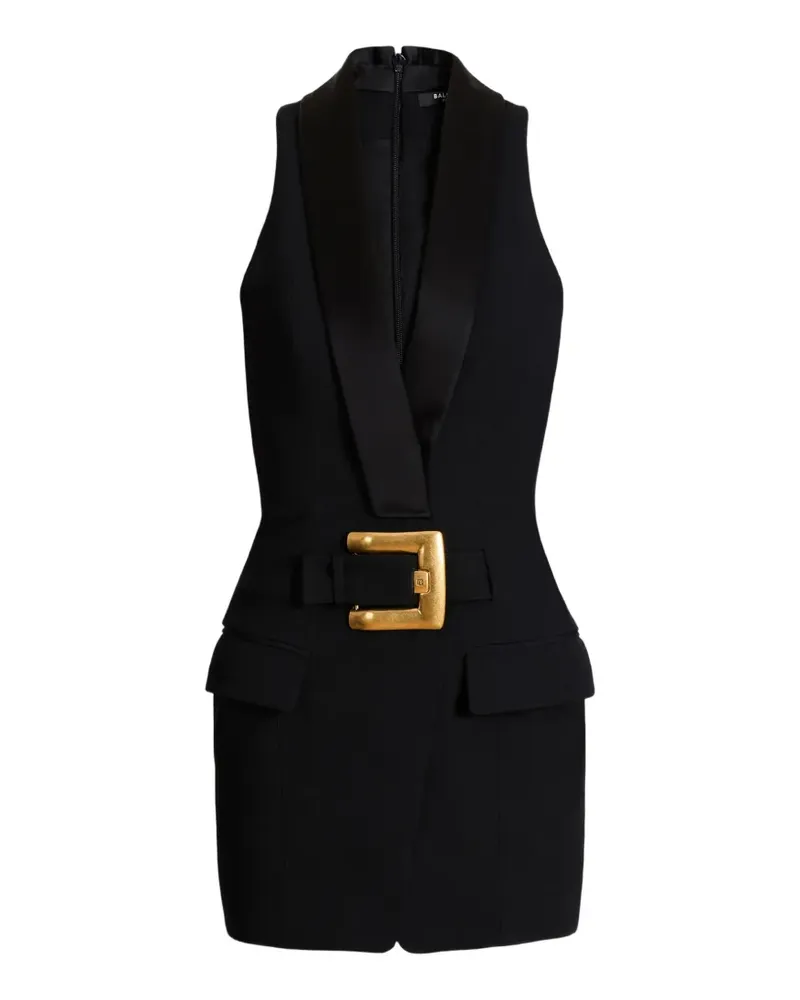 Balmain Kurzes Kleid mit Gürtel - Schwarz Schwarz