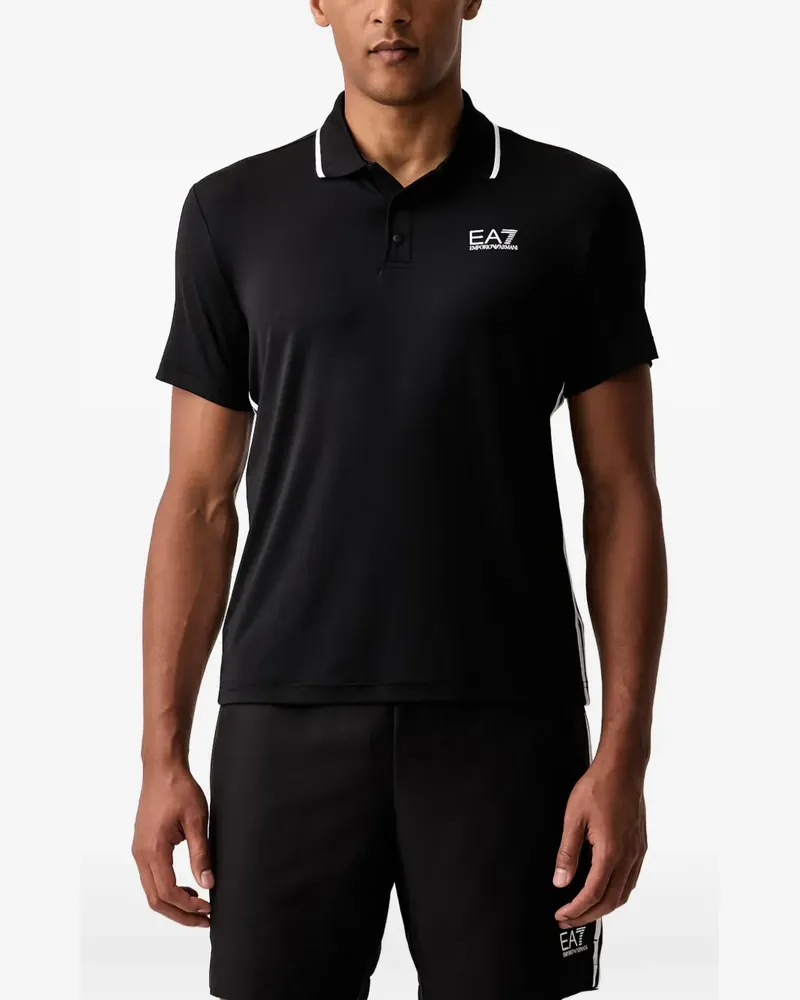 EA7 Ventus7 Poloshirt mit Logo-Print - Schwarz Schwarz
