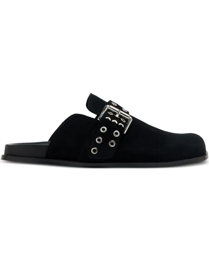 Alohas Halia Mules mit Ösendetail - Schwarz Schwarz