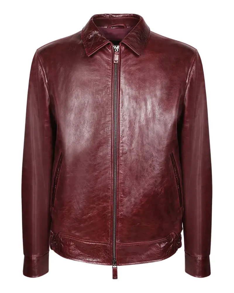 Emporio Armani Lederjacke mit Reißverschluss - Rot Rot