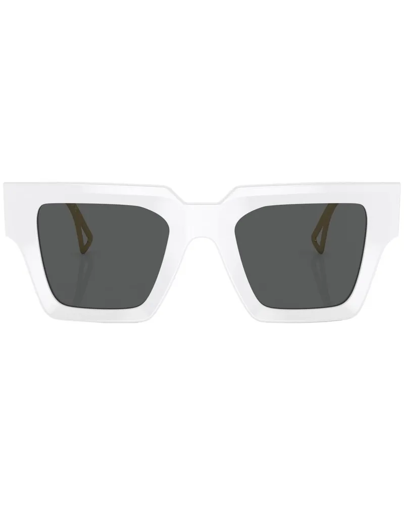 Versace Eckige Brille mit Logo-Prägung - Weiß Weiß