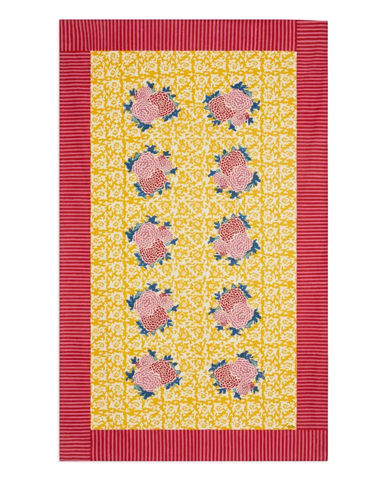 Lisa Corti Tischdecke mit Blumen-Print (240cm x 140cm) - Gelb Gelb