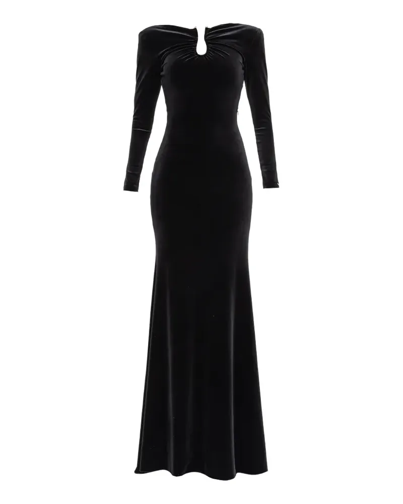 NISSA Rückenfreies Maxikleid aus Samt - Schwarz Schwarz