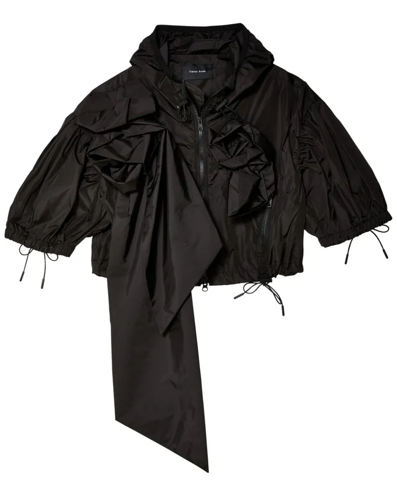 Simone Rocha Cropped-Jacke mit Blumenapplikation Schwarz