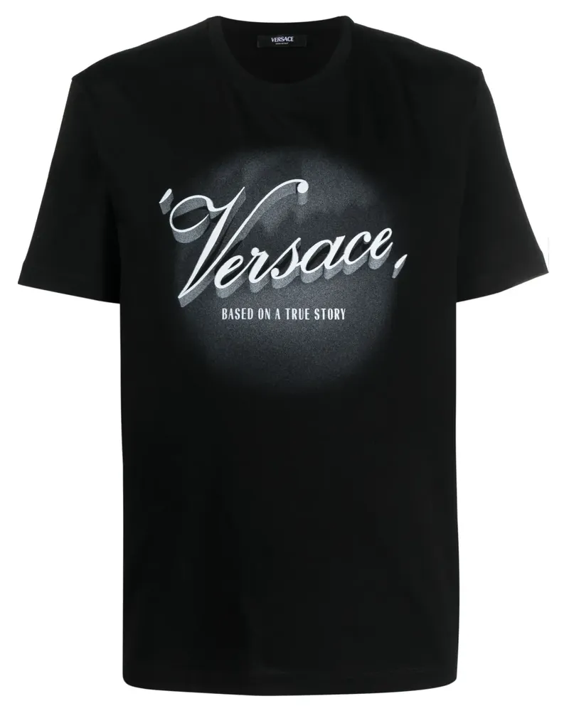 Versace T-Shirt mit Film Titles-Print - Schwarz Schwarz