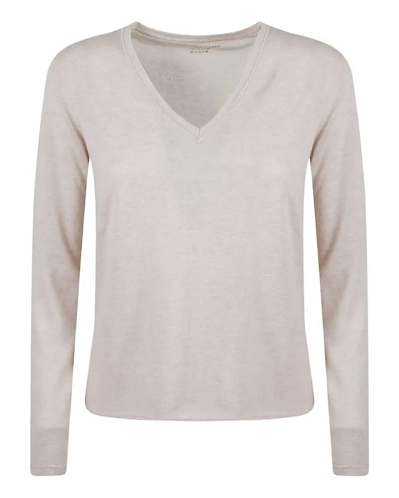 Majestic Langarmshirt mit V-Ausschnitt - Nude Nude
