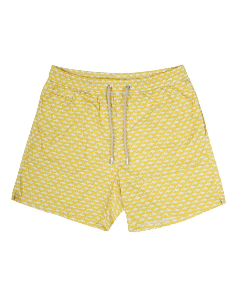 MC2 Saint Barth shark-print drawstring swim shorts - Gelb Gelb