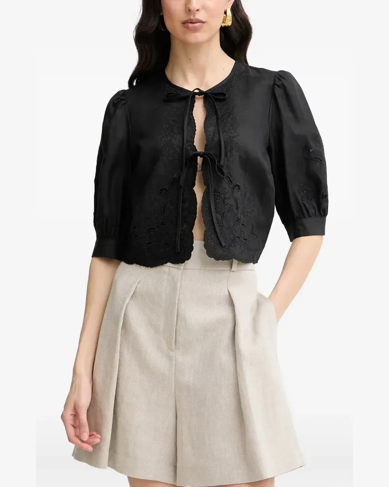 Twin-Set broderie-anglaise linen shirt - Schwarz Schwarz