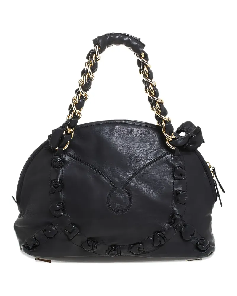 Gianfranco Ferré Handtasche mit Zierkette - Schwarz Schwarz