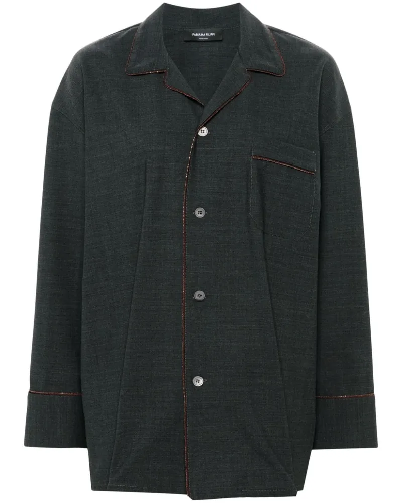 Fabiana Filippi Oversized-Hemd mit Perlenbesatz - Grau Grau