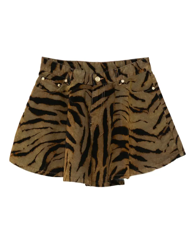 Ganni Minirock mit Tiger-Print - Braun Braun