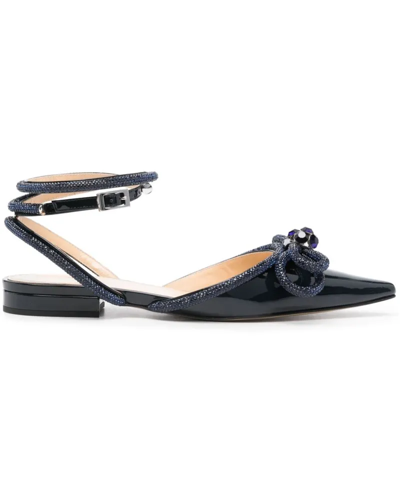 Mach & Mach Ballerinas mit doppelter Schleife - Blau Blau