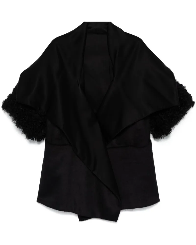 Alberta Ferretti Cape mit Shearling-Besatz - Schwarz Schwarz