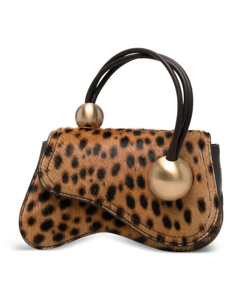 Cult Gaia mini Kazia Nano leopard-print crossbody bag - Nude Nude