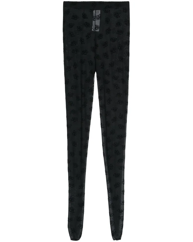 Margherita MACCAPANI High-Waist-Leggings aus Mesh Schwarz