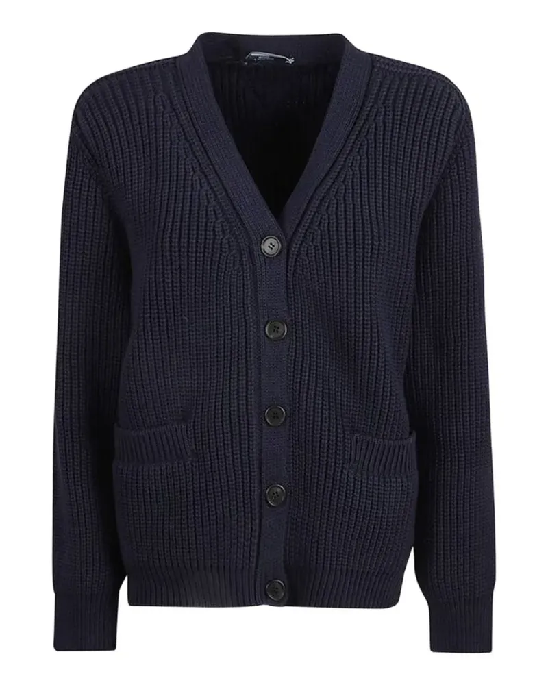 Prada Gerippter Cardigan mit V-Ausschnitt - Blau Blau