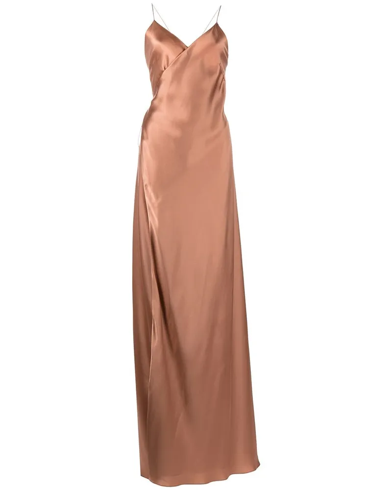 mason by michelle mason Seidenkleid mit V-Ausschnitt Nude